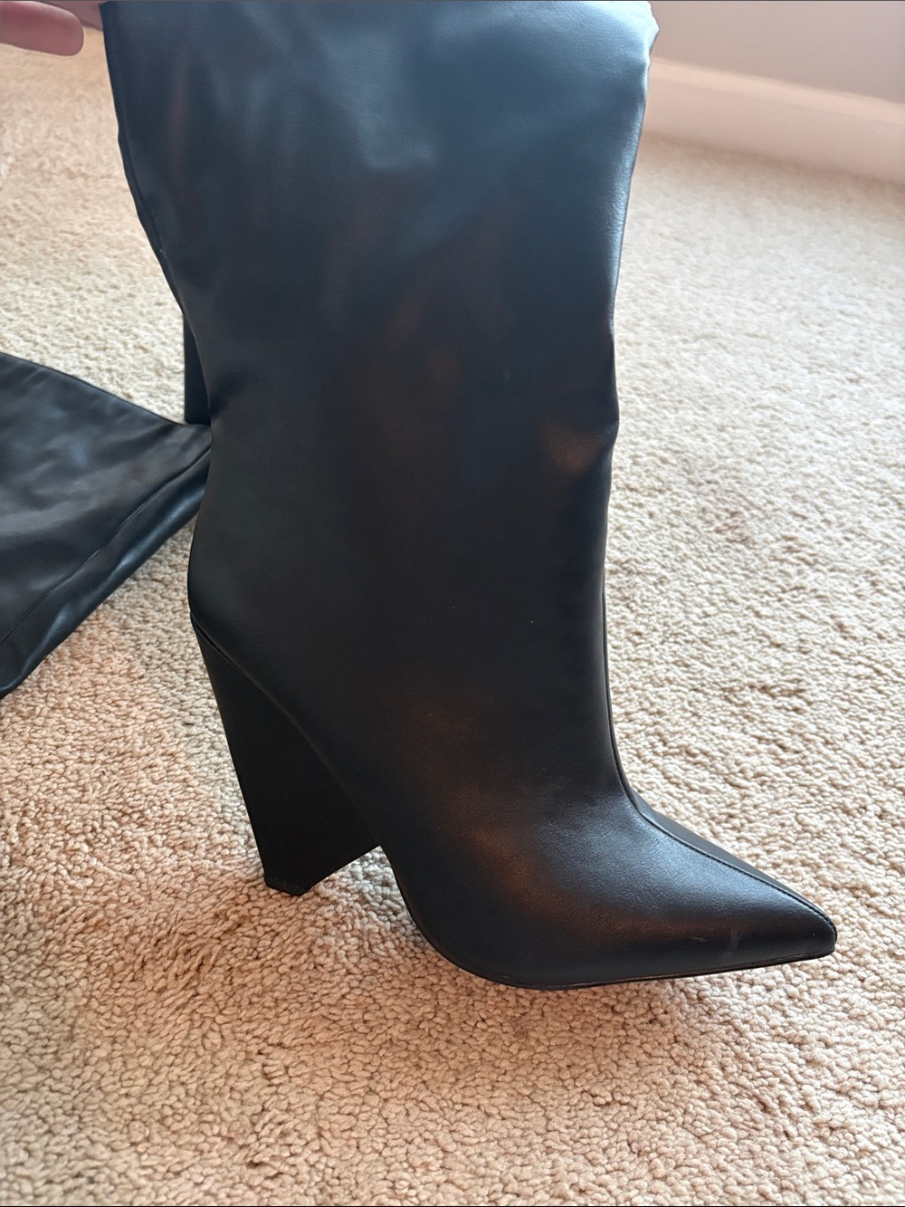 Classic Black Over The Knee Pointed Toe Boots - Picture 2 of 3